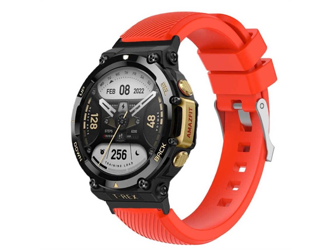 Bracelete Silicone Design de Sarja Ajustável para Huami Amazfit T-Rex 2 Vermelho