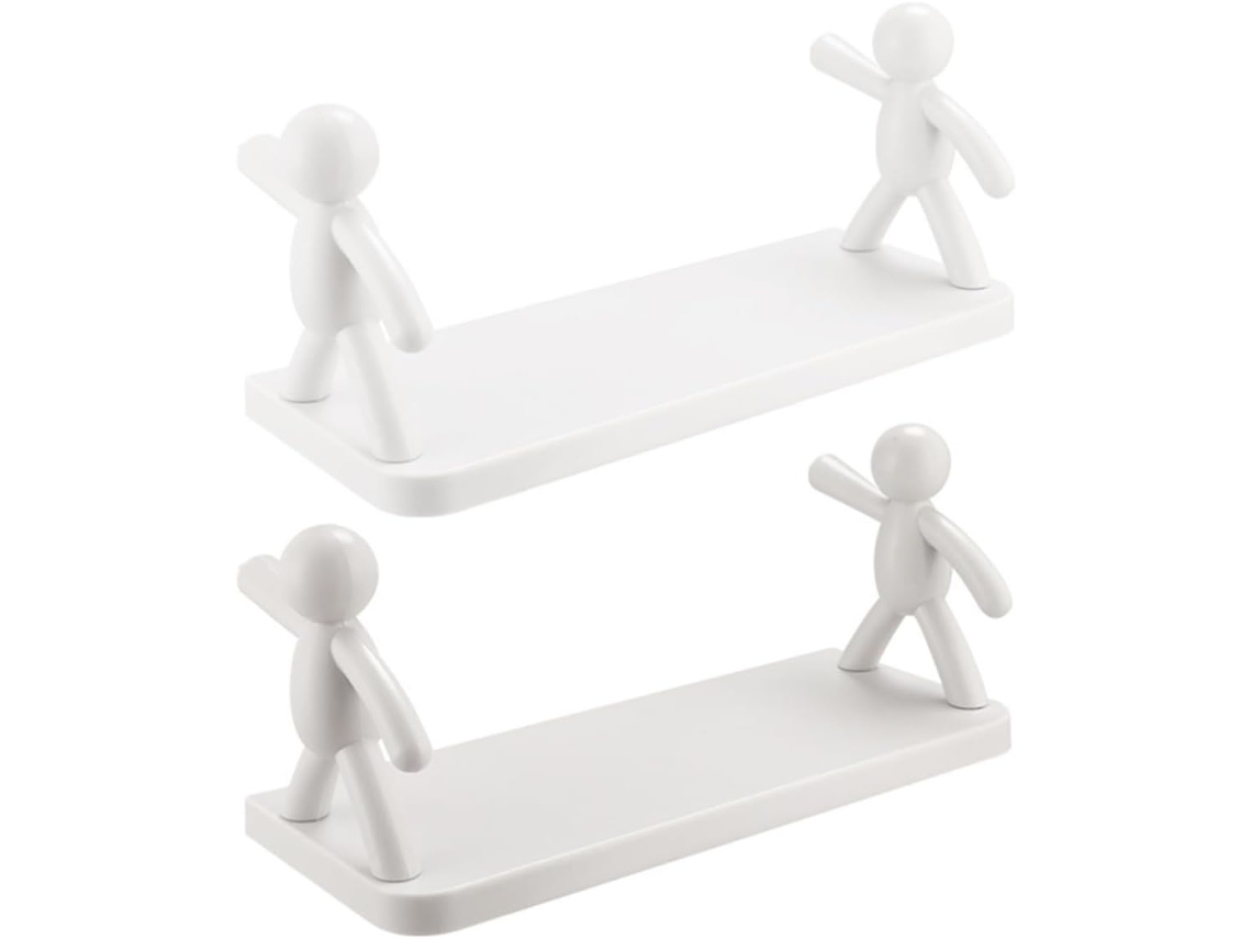 Suporte De Parede Para Banheiro, Conjunto Com 2 Peças, Branco, Em Pp, Fácil Instalação Ideal Para Casa