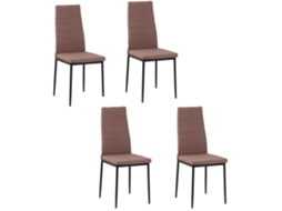 Jogo de 4 cadeiras estofadas para sala de estar ou jantar em metal e tecido caqui BTFORUS