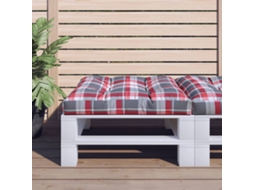 Vidaxl Almofadão P/ Sofá De Paletes 70x70x12 Cm Tecido Xadrez Vermelho