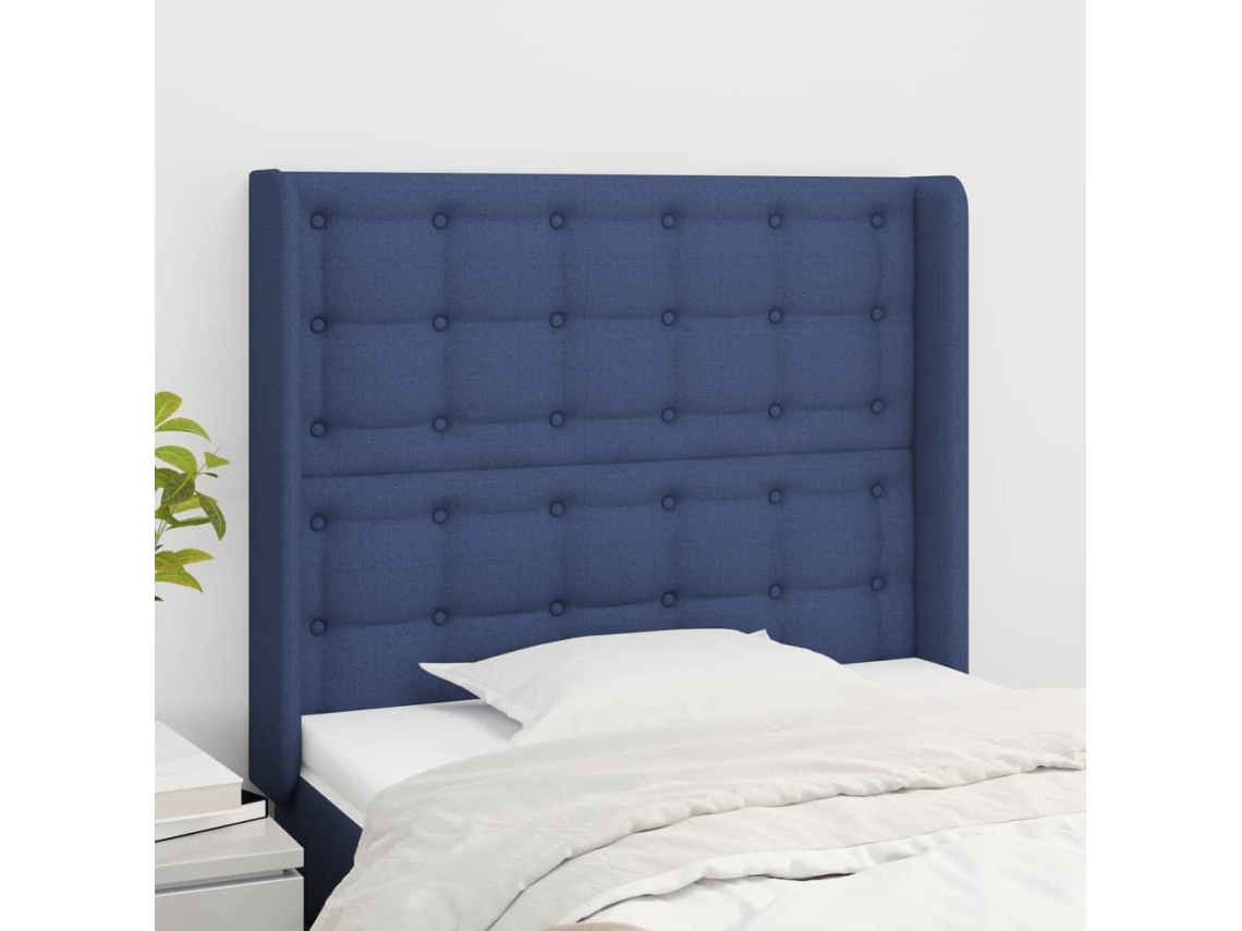 Cabecero con Alas de Tela 93x16x118/128 Cm Azul