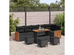 Vidaxl Conjunto De Sofá De Jardim 10 Unid. 10-número De Lugares Preto