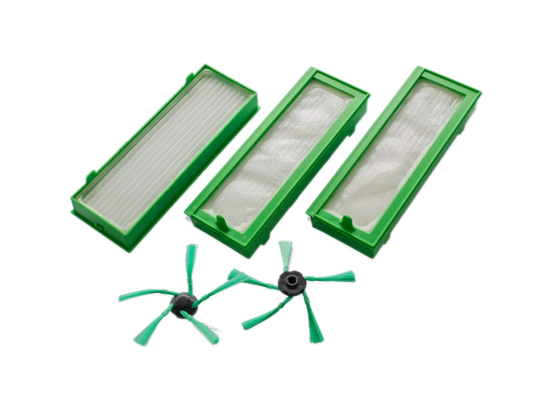 Conjunto de acessórios para robôs a vácuo Vorwerk Kobold VR200 e VR300 - 3 filtros HEPA e 2 escovas laterais