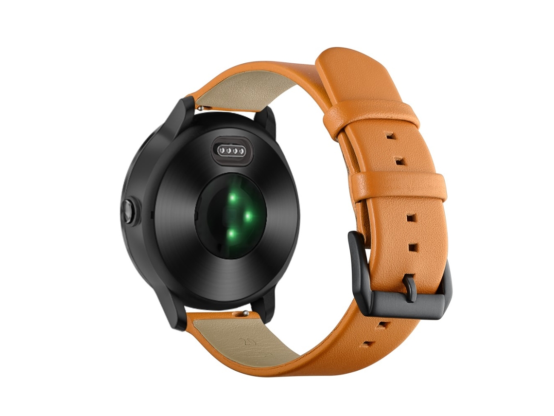Bracelete de Couro Genuíno 20Mm Cauda Redonda para Garmin Vivoactive 3/Vivomove Hr Amarelo