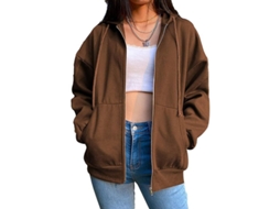 2026 chaqueta de Sudadera Con Capucha para Mujer de Tela Vintage 90, Oversized de Poliéster Con Cierre Zipper Y Bolsillos