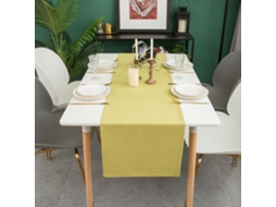 Caminho De Mesa Moderno 40x180 Cm Verde, Impermeável Com Efeito Lotus, Em Poliéster Lavável E Antimanchas