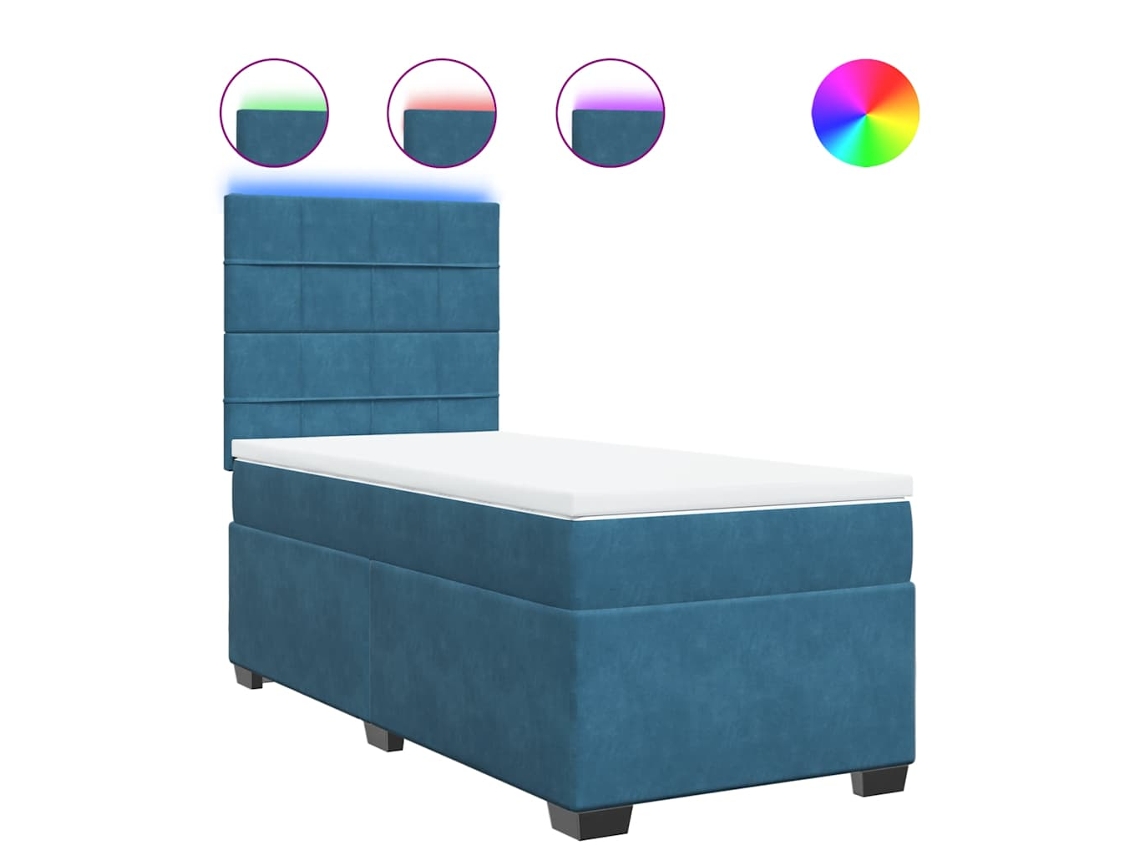 Cama Boxspring com Colchão 80x200 Cm Veludo Azul MAISON EXCLUSIVE
