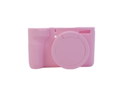 Capa Protetora Silicone HEXINYIGJLY para Canon Powershot V1antirriscos, Acesso Tripé, Tampa de Lente Rosa