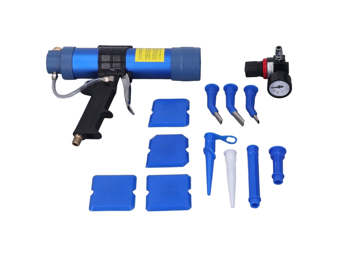 Pistola pneumática de silicone (com manômetro, compatível com fonte de ar de 14)