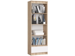 Estante Elegante R60 Com Gaveta E 4 Prateleiras - Carvalho Sonoma/branco - 60x180x35 Cm