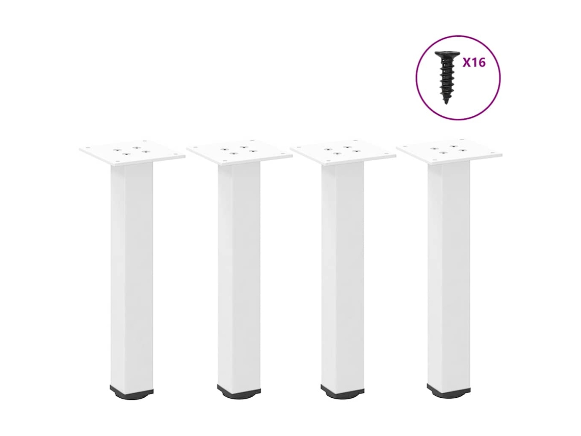 Vidaxl Pés Para Mesa De Centro 4 Peças, Branco, 42-44 Cm, Aço