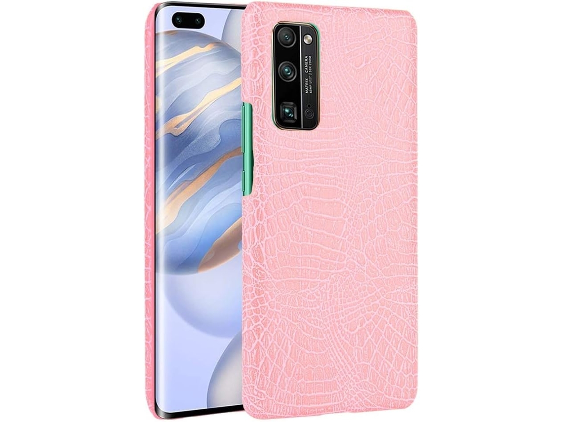 Capa Textura Crocodilo Pcpu para Honor, Huawei Honor 30 Pro HONGWE. Anti-Choque Rosa