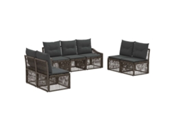 Vidaxl Conjunto De Sofá De Jardim 7 Pcs Cinzento Vime Pe