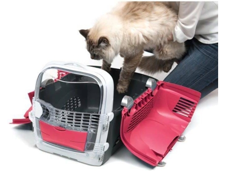 Transportadora para Gatos  Conversível (Rosa - 51x33x35cm - Plástico - M - Porte Médio)