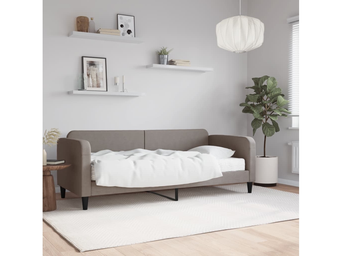 Sofá cama con colchón de 80x200 cm, tela gris-marrón