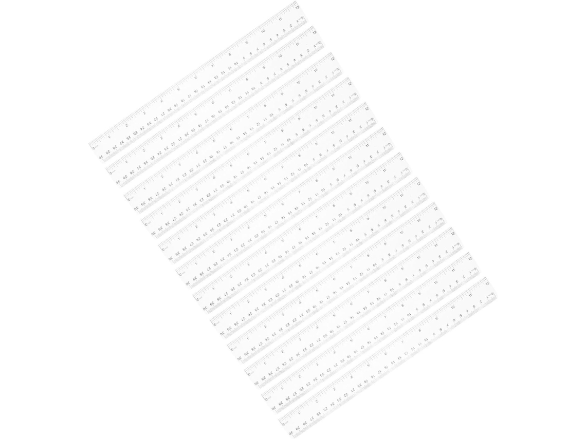 Lurelia Régua Plástica 12 Peças 30 Cm Com Escala Dupla E Transparente Para Escola