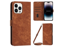 Capa Pega Para Iphone 14 Pro Max Pele Sintética Castanho