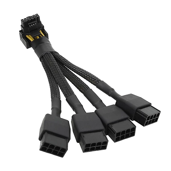 Cabo Conector Pcie De 8 Pinos Para 16 Pinos 12vhpwr Com Ângulo De 90 Graus Para Gpu Rtx4090 Aquaforge