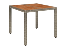 Mesa de jardim com tampo de madeira VIDAXL Cinzeto Rattan / Vime (90x90x75 cm)