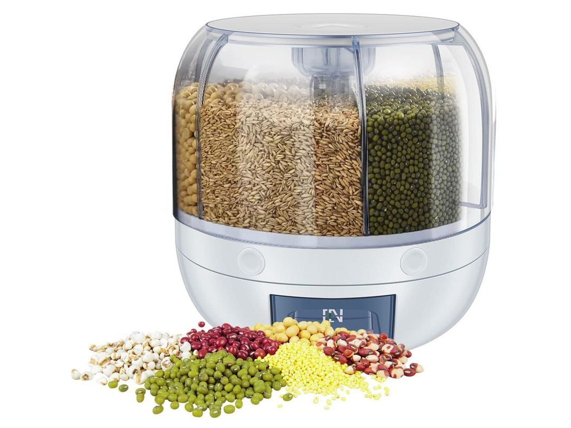 2026 dispensador de Alimentos Giratório 360° Contêiner Transparente para Arroz e Grãos