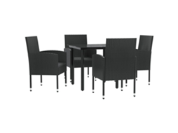 Garden Dining Set, Garden Dining Sets Vidaxl Preto Rattan / Vime (mesa Com 80 Cm De Comprimento)