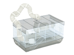Gaiola para Hamster, Gaiola para Roedores com Túnel e Acessórios Incluídos, Arame de Aço 58 X 32 X 31 Cm Cinza Ge