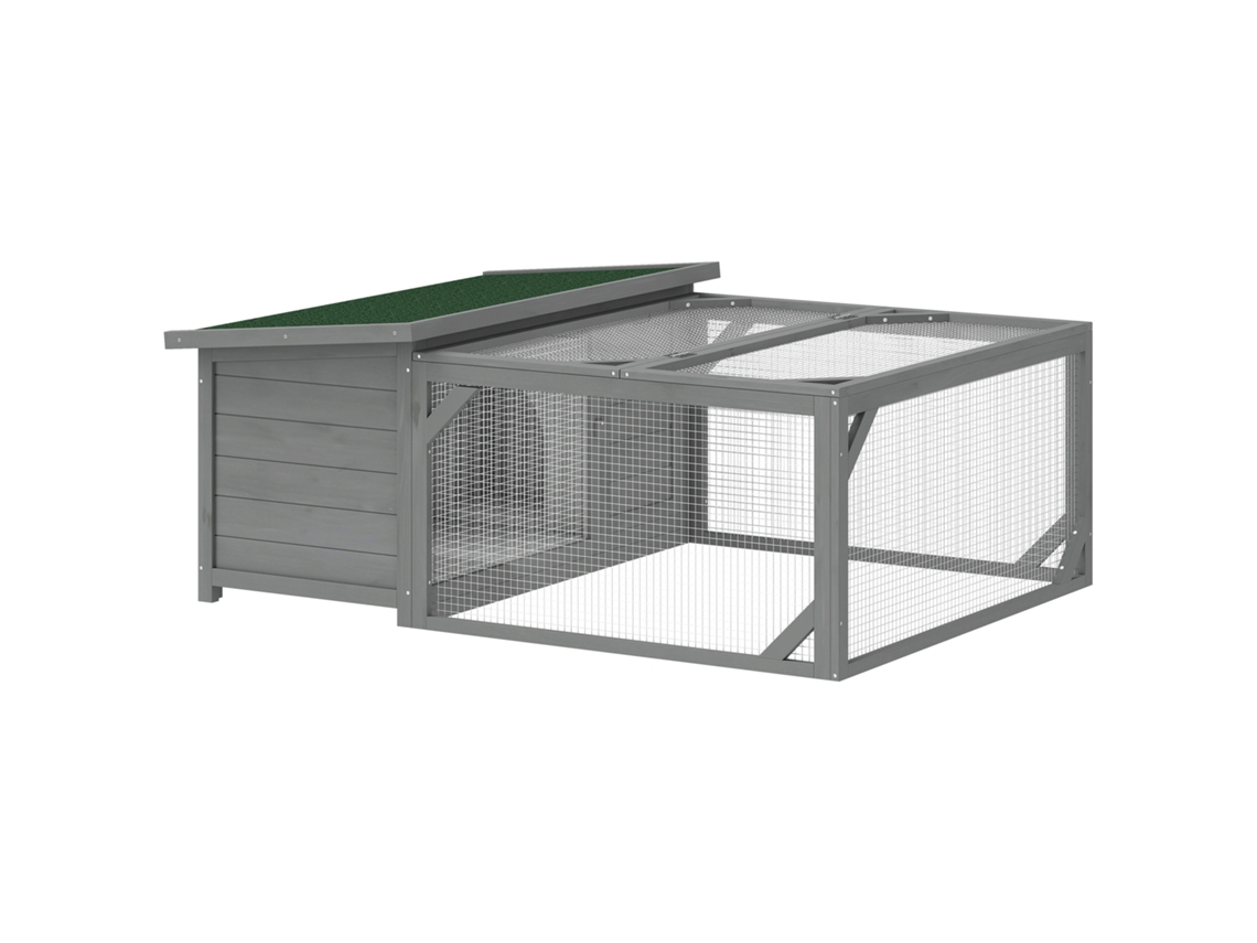 Gaiola de Coelho Gavilha 125,5x100x49 Cm de madeira com teto betume articulado, portas | S/MARCA