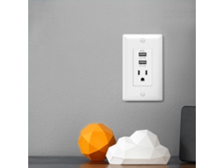 Uma Tomada De Parede (carregamento Rápido De 2,4a, Porta Ca Única + Portas Usb Duplas)