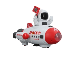 Brinquedo Ênfase Espacial Astronauta Com Rotação 360º Luz E Música Efeito Decolagem Vermelho