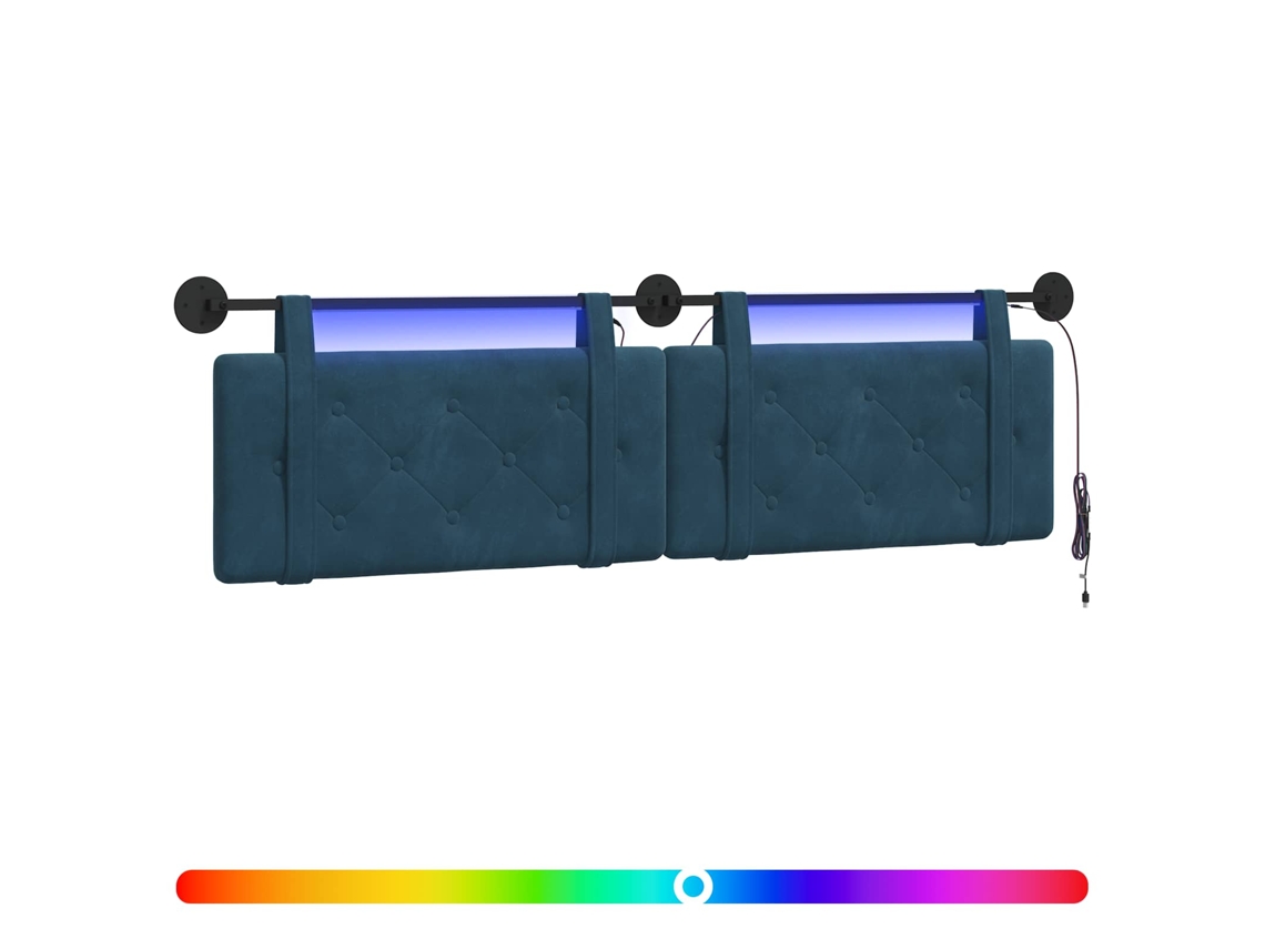 Conjunto 1 Cabeceira Suspensa Vidaxl Azul Veludo (170 X 55 X 5 Cm)