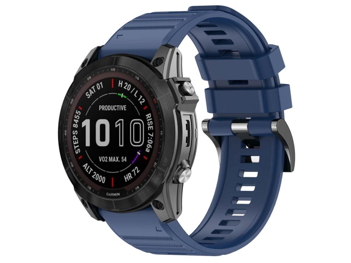 Bracelete Para Garmin (26mm) - Silicone - Liberação Rápida - Fivela De Aço Preta Azul Meia-noite