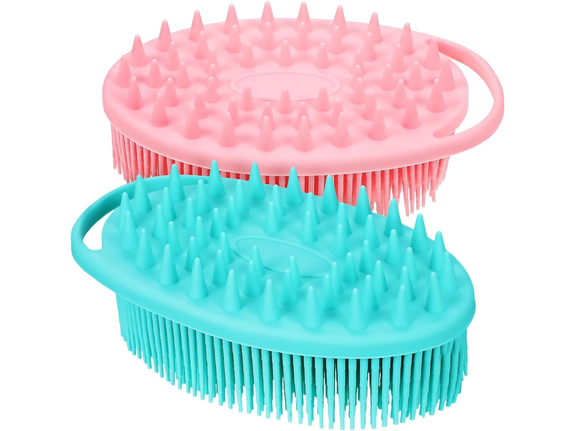 Conjunto De 2 Esponjas Silicone Dupla Face Beaupretty Com Ganchos, Escova Esfoliante Para Banho E Massagem