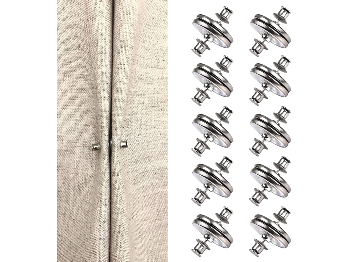 10 Pares De Ímãs De Cortina Com Pinos, 25 Mm* Redondos* Cortina Prateada