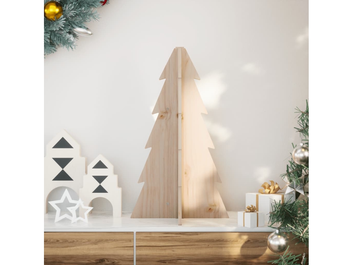 Vidaxl Árvore De Natal Decorativa 69,5 Cm Madeira De Pinho Maciça