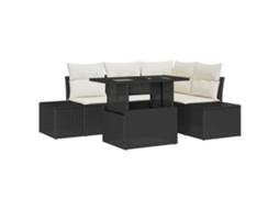 Conjunto 5 Conjunto De Sofá De Jardim Vidaxl Preto Vime Pe (209 X 154 X 85 Cm)