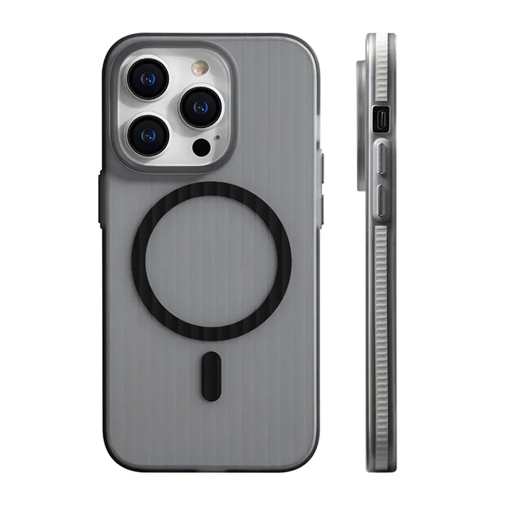 Capa Protetora Para Carregamento Sem Fio (iphone 17 Pro Max Cinza), Antiderrapante, Com Acabamento Fosco Em Policarbonato Rígido.