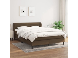 Vidaxl Cama Com Molas/colchão 140x200 Cm Tecido Castanho-escuro