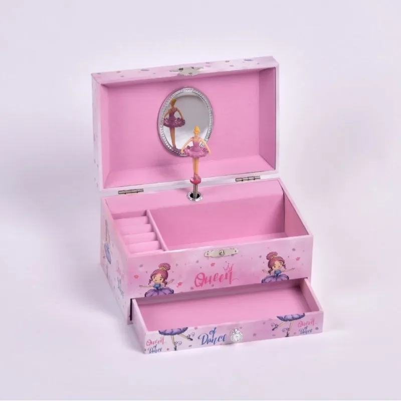 Caixa de Música Infantil para Dança, Balé e Balé com Gaveta para Toca fitas Cassete, Porta joias e Porta joias. MDUG (17,8 X 11,2 X 9,7 Cm)