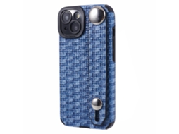 Suporte Casa Para Iphone 15 Pele Sintética Azul