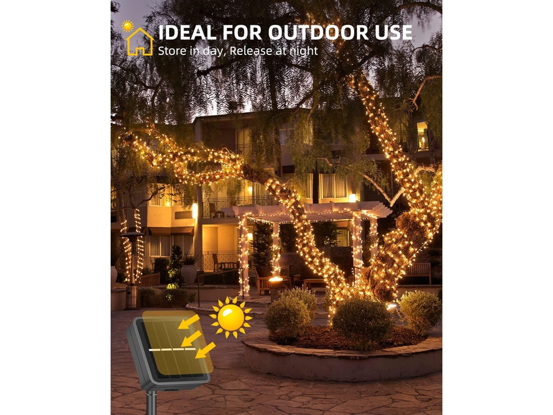 Luminária Solar Led, 2 Unidades, 100 Díodos, Para Jardim, Pátio, Caminho, Entrada E Áreas Exteriores