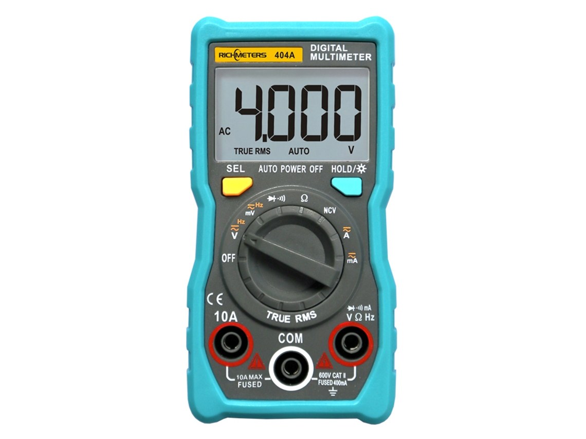 Richmeters RM404A Multímetro Digital Auto Ranging 4000 Contagens, RMS Verdadeira, Ncv