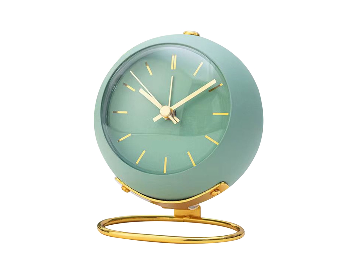Mini despertador silencioso de metal Baok para decoração de dormitório estudantil, verde.