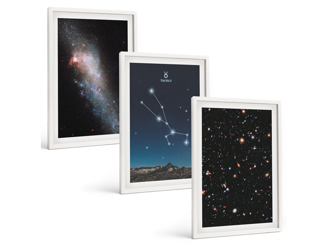 Conjunto De Pinturas Paisagens Espaciais, Estrelas De Touro Espelharte (3 Peças 40x60 Cm)