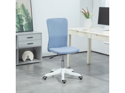 Cadeira de Escritório Sem Apoio para os Braços Estofada Linho Sintético com Alt.ajust. 53x43x85 93 Cm Azul