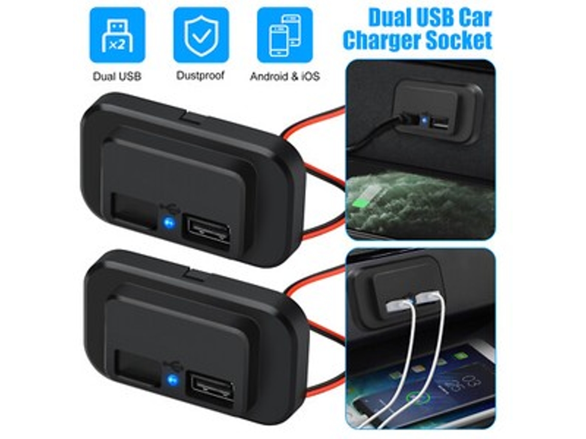 2 Peças 12v 24v 4,8a Porta Usb Dupla Carregador Rápido Para Carro Tomada De Energia À Prova Dágua Zeuxo