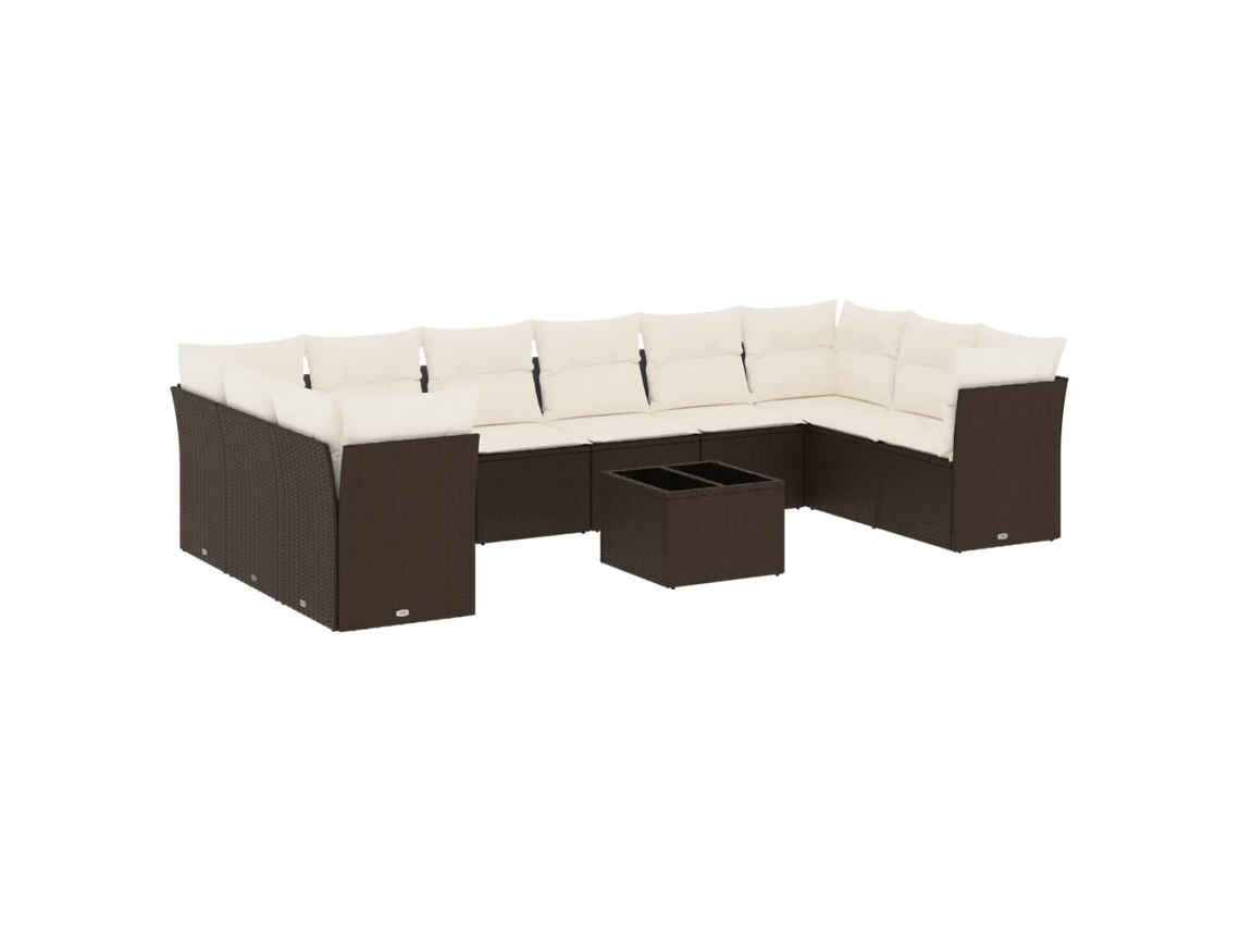 Conjunto de 11 Sofás de Jardim C/ Almofadões Vime Pe Castanho MAISON EXCLUSIVE (11 pcs)
