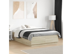 Estrutura Cama C/ Luzes Led Derivados Madeira Carvalho Sonoma