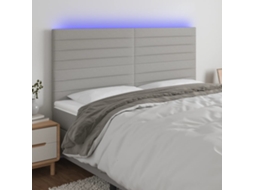 Vidaxl Cabeceira Cama C/ Luzes Led Tecido 180x5x118/128cm Cinza-claro