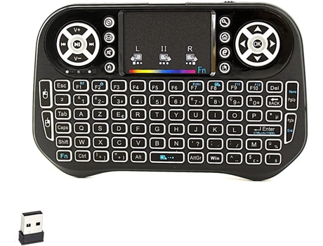 Mini Teclado Azerty Sem Fios 2 4 Ghz Touchpad Bateria Recarregável Retroiluminação 7 Cores para Smart Tv Pc Mini Pc Mac Raspberr OVEGNA I12