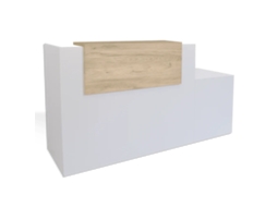 Balcão De Recepção Básico, 80 Cm, Adaptado Para Pessoas Com Mobilidade Reduzida. Esquerda. 117,5 X 200 X 65 Cm. Carvalho. Ofilike